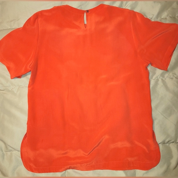 Bellagio 100% silk red short sleeve top  Sz S - Picture 5 of 12